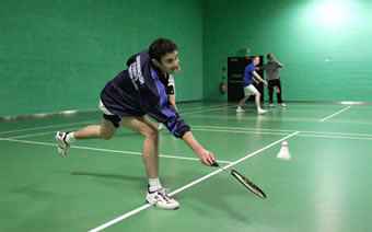 this is badminton, but not at the hall